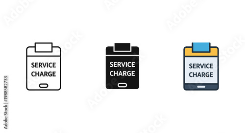service charge icons, battery symbols with service charge text