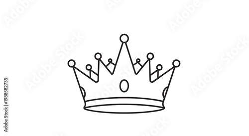 Simple black and white line drawing of a regal crown illustration