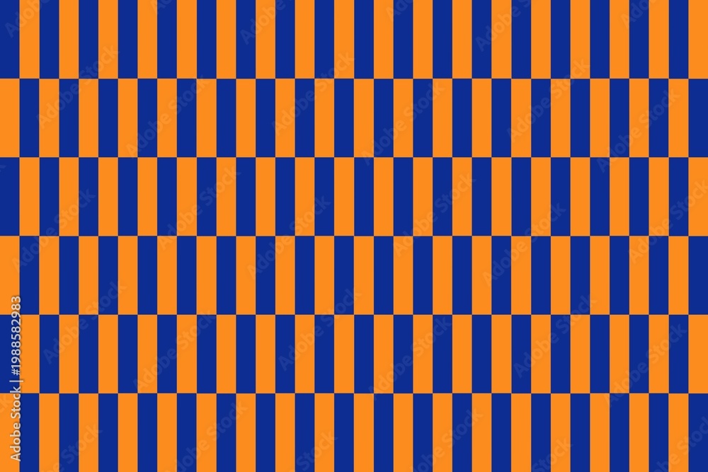 Naklejka premium Vertical striped pattern, checkered, rectangular, checkerboard, line, lines, square in blue and bronze/yellow/orange background. Vintage y2k style.