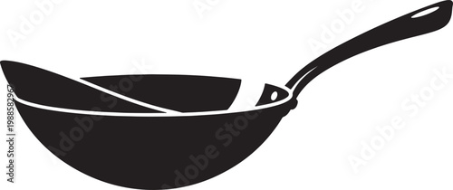 Black Frying Pan Isolated on White Background