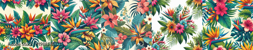 Vector of Tropical Floral Pattern