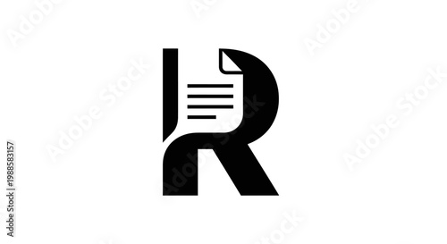 Minimalist black letter R logo integrated with document icon