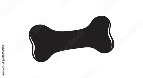 A simple black silhouette of a dog bone against a white background