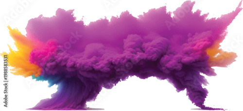 An abstract watercolor nature background blending colorful flowers and stones under a bright blue sky with soft pink clouds and vintage grunge textures