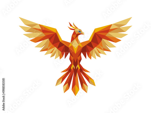 low poly phoenix bird illustration
