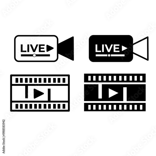 A vector illustration of a camera and film roll. Black and white in silhouette. Suitable for logos, companies, banners, icons, and websites.