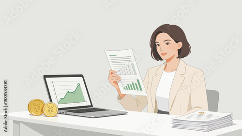 Businesswoman analyzing financial data
