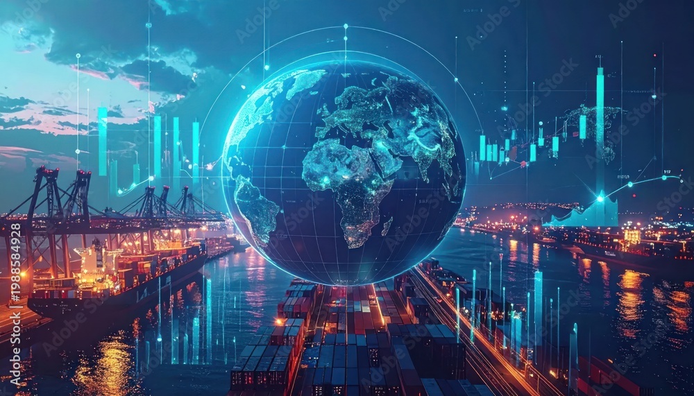 Fototapeta premium Global Digital Network Connecting Industries and Technology.