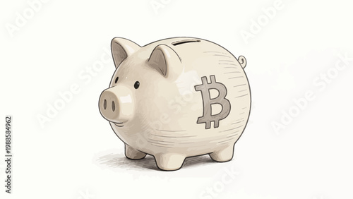 Piggy bank with Bitcoin symbol