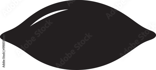 Black Lemon Silhouette Isolated on White Background