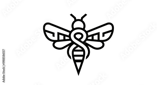 Minimalist black line art bee logo on white background