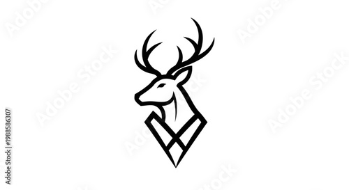 Minimalist black line art deer head logo on white