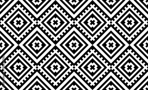Seamless black traditional tribal geometric pattern