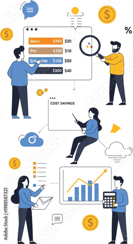 Corporate analysts optimize cost savings through detailed financial.