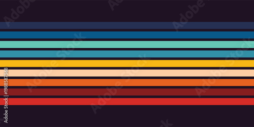 Abstract 1970's background design in futuristic retro style with colorful lines. Vector illustration.