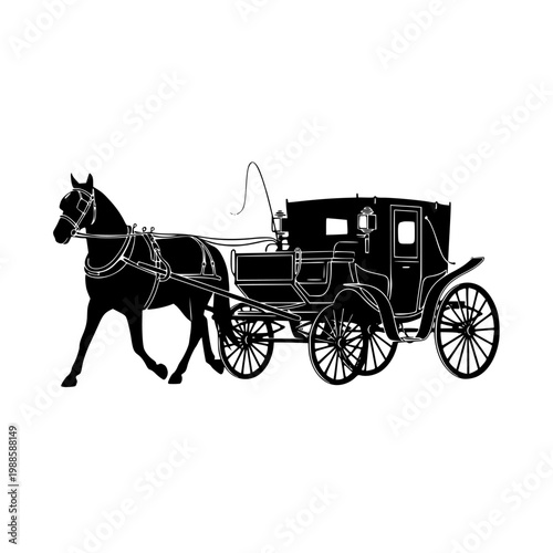 Elegant horse-drawn carriage traveling through an open field