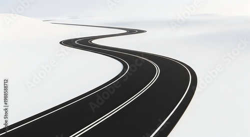 Curving Asphalt Road with Smooth Turns - Abstract Highway Design Vector, illustration