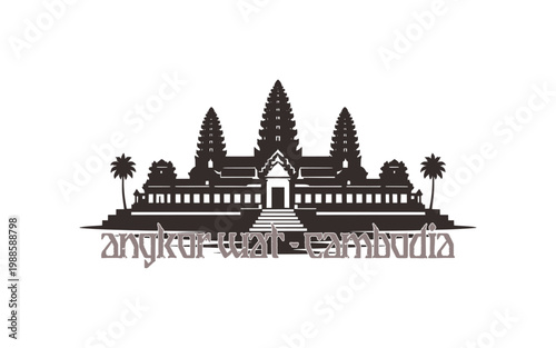 creative silhouette of angkor wat - cambodia