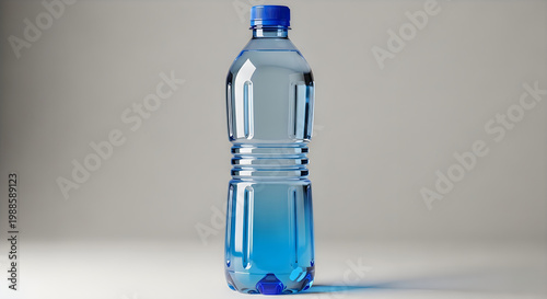 Clear Plastic Water Bottle with Blue Cap - Minimalist Design Vector, illustration