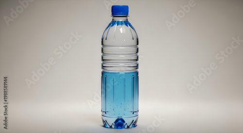 Clear Plastic Bottle with Blue Water and Cap - Empty or Filled Concept Vector, illustration