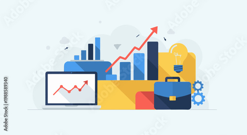 Growing charts and bright idea symbol