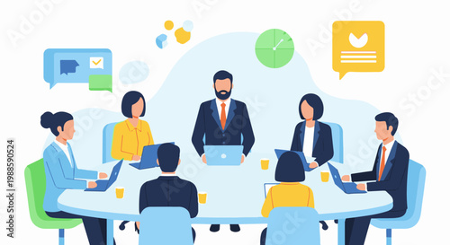 Diverse team collaborates around a table in a modern office setting