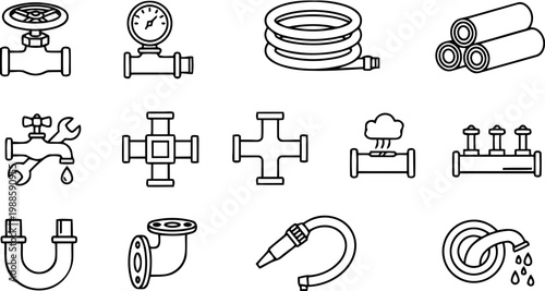 Set of Plumbing and Pipeline Icons