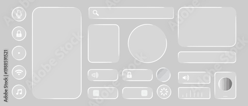 Glassmorphism UI Elements Set for Modern App Design