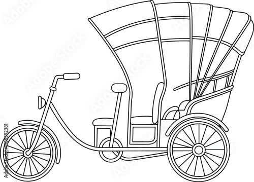 Vintage Baby Stroller Line DrawingRetro Transport Concept