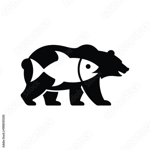 A clever illustration combines a bear s silhouette with a fish form