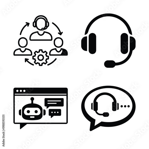 Business Operations and Workflow customer support icon set for Business Operations and Workflow help desk communication and support service
