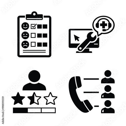 Business Operations and Workflow customer support and feedback icon set for Business Operations and Workflow service management
