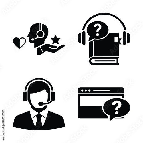 Business Operations and Workflow customer support icons set for Business Operations and Workflow help desk knowledge base and online assistance