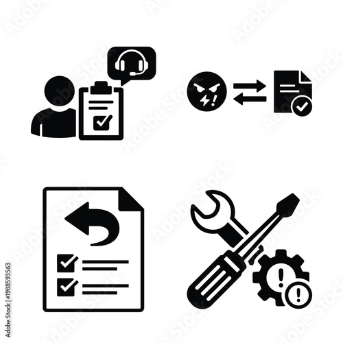 Business Operations and Workflow issue resolution icons for Business Operations and Workflow support process management