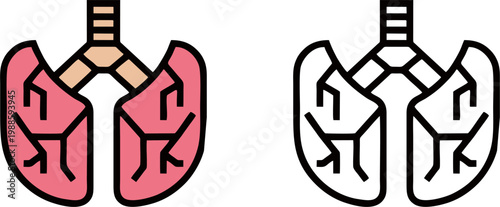 Human lungs respiratory system medical icon illustration