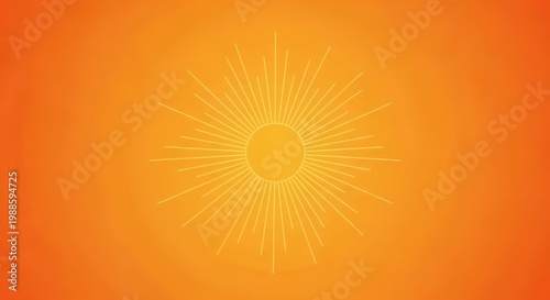Vibrant orange sun icon with radiant lines on gradient background