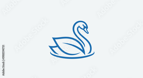 Minimalist blue swan bird logo symbol on white background