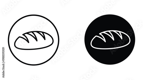Bread Loaf Icon Set in Circle Frames