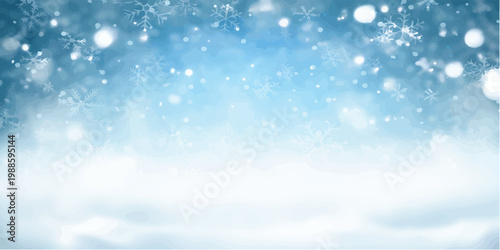 Abstract winter snowfall background with snowflakes and soft bokeh lights creating a festive and magical holiday atmosphere suitable for seasonal greetings and celebrations