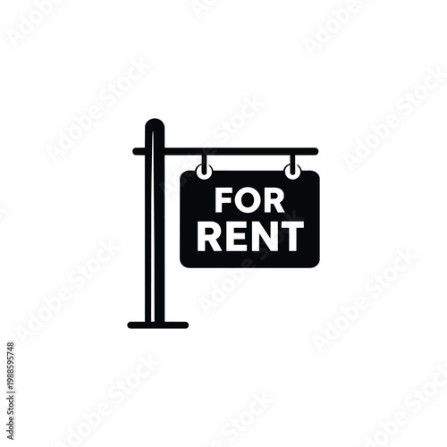 For rent sign and rental sign icon for business operations and workflow