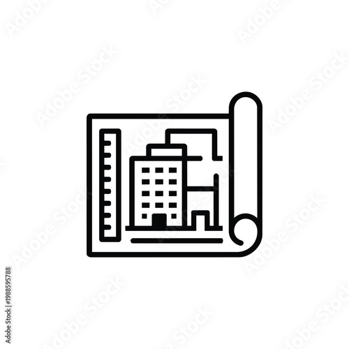 Architectural blueprint and building blueprint icon for business operations and workflow