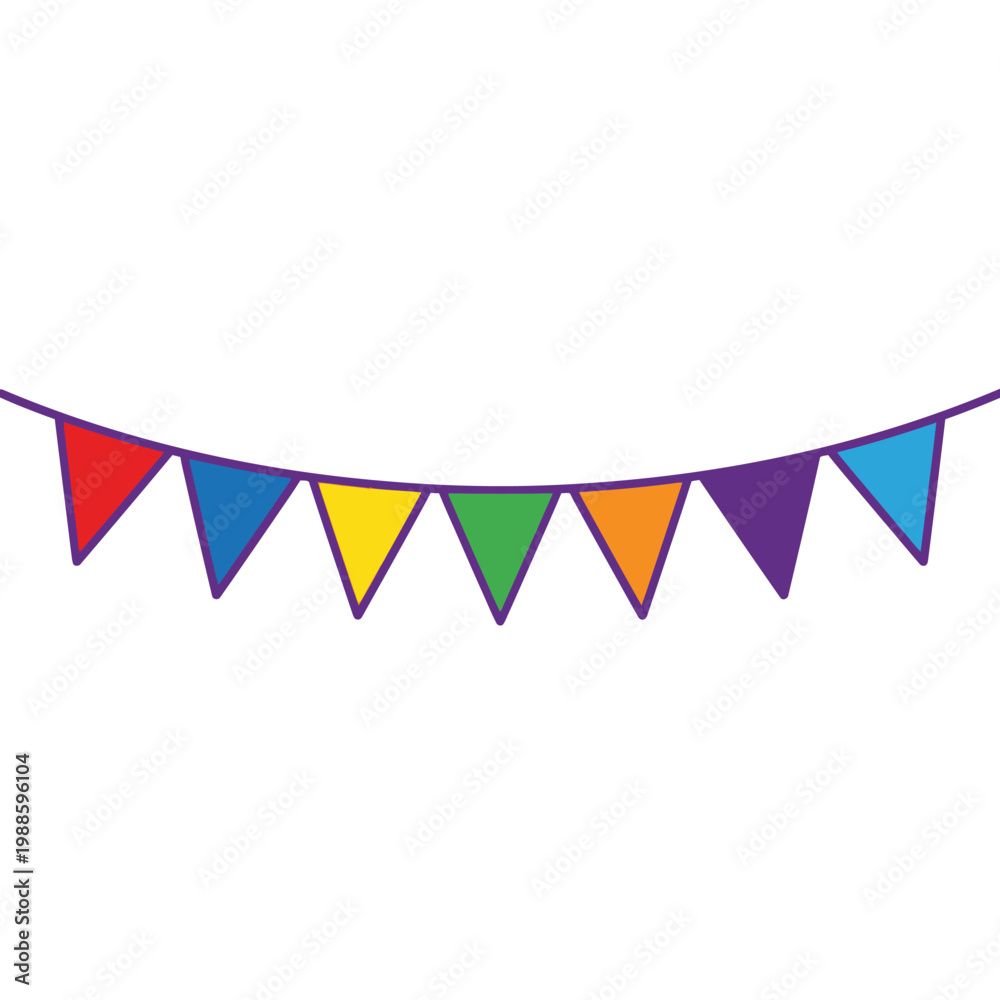 Obraz premium Vibrant triangular flags symbolize celebration on a string.