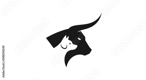 Minimalist bull and dog head logo icon in negative space