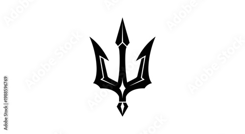 Minimalist black trident icon isolated on white background