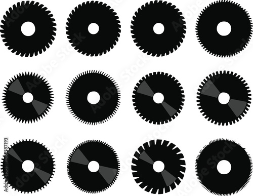 blade saw set radial tooth shapes vector icons