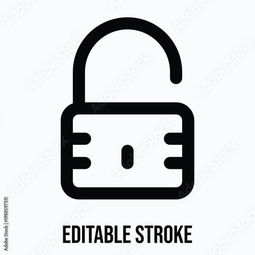 Unlock Vector Icon, Social Media Related Icon, Isolated Lineal Vector Icon.