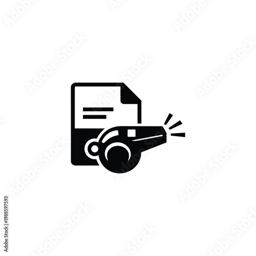 Whistleblower report and whistleblower report icon for compliance audit and business law violation alert