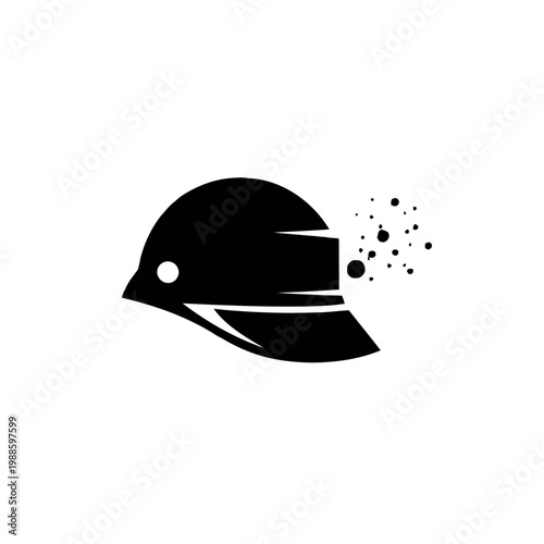 Helmet illustration symbolizes speed with motion blur effect on white