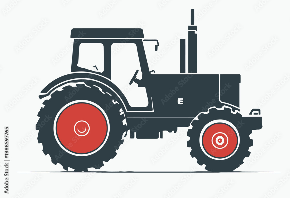 Obraz premium The tractor symbolize industry with its large wheels and cabin.