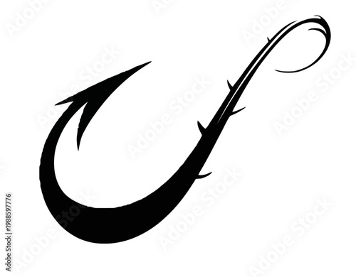 A large black fishing hook symbolize danger in the water sports.